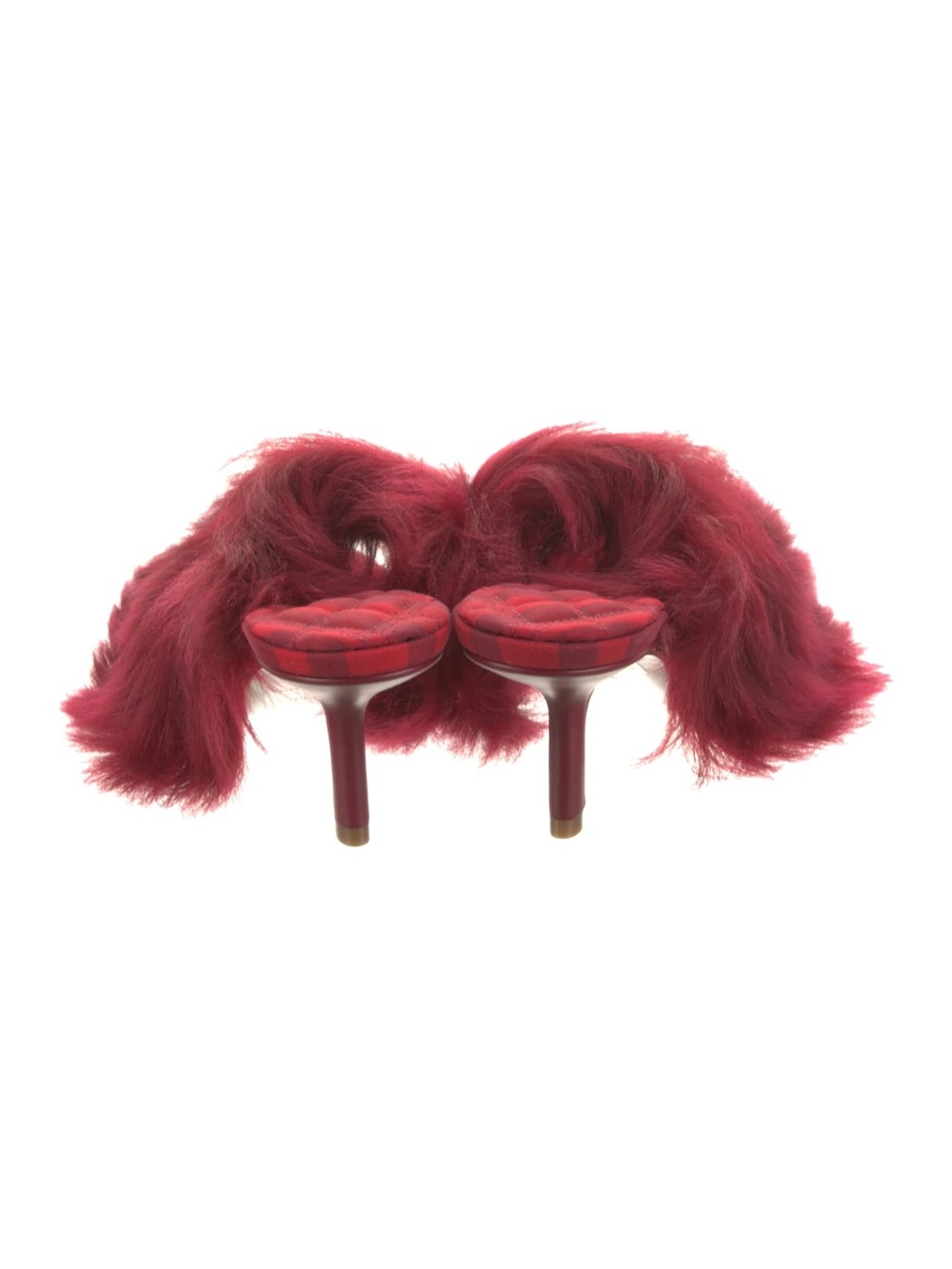 Burberry Burgundy Faux Fur Slide Mule - Picture 3 of 3